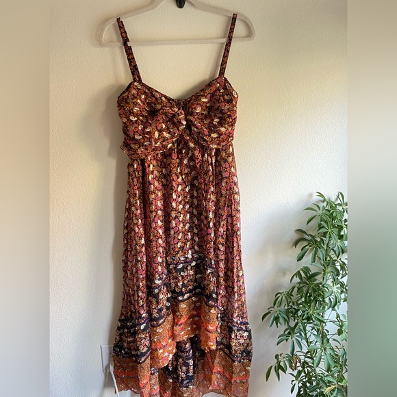 Kobi Halperin NEW High-Low Hi Lo Vanessa Dress Strappy Floral Metallic - Picture 3 of 16